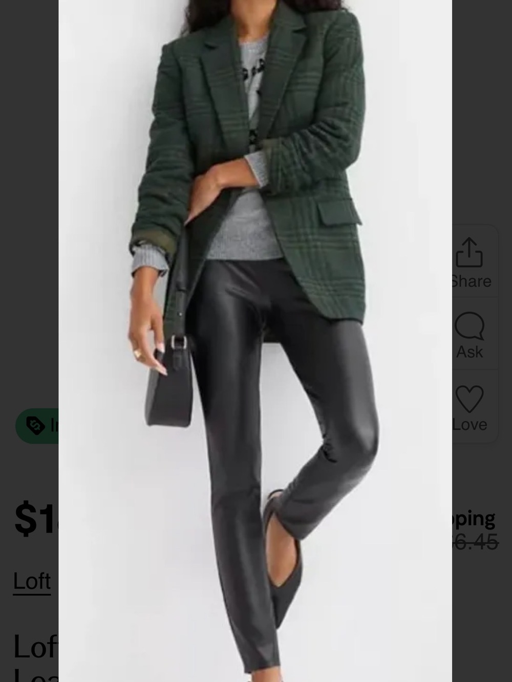 LOFT Faux Leather Slim Leg Pants in Black